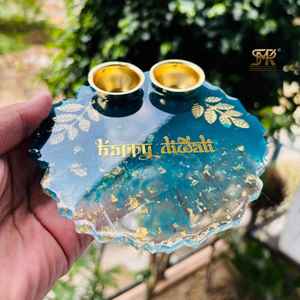 Plateau de Puja en résine époxy écologique haut de gamme, modèle décoratif pour le festival de Diwali, les rituels quotidiens à la maison, les mandirs, les cadeaux - Product Image 3