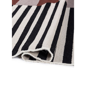 พรมลายตารางหมากรุกสีแดงและสีส้ม พรมขนสัตว์ทอลายแบน พรมลายทางสำหรับห้องโถง พรมปูพื้นห้องนั่งเล่นสำหรับตกแต่ง-ADWL-1316 - Product Image 2