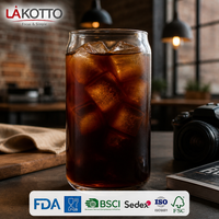 LAKOTTO Gobelet en verre transparent 430 ml – Vente en gros de verrerie pour supermarchés, cadeaux promotionnels, impression de logo personnalisé, OEM