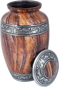 Handicrafts Floral Silver Engraved Cremation <b>Urn</b> for Human Ashes Adult Handcrafted Funeral Memorial Ashes <b>Urn</b> <b>Large</b> Columbarium - Product Image 2