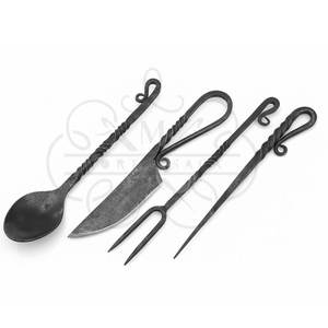 Juego de Cubiertos Medievales de 3 Piezas, Juego de Cubiertos Vikingos Forjados y Trenzados, Diseño Personalizado de Última Generación - Product Image 3