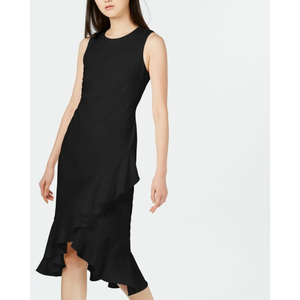 Abito da donna Calvin Klein senza maniche con balze e orlo avvolgente, nero, taglia XL - Traspirante, lavorato all'uncinetto, stile festa, lunghezza naturale fino al pavimento - Product Image 2