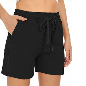 2024 Custom Athletic Women's Biker Shorts Breathable Summer Solid Color High Waist <b>Drawstring</b> Pockets Customized Color & Sizes - Product Image 2