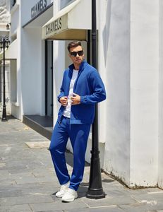 Conjunto Deportivo Premium de Felpa Gruesa de 380 g/m² para Hombre, Sudadera con Capucha y Pantalones, Estampado en Pantalla, Negro Marino, Dos Colores - Product Image 3