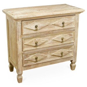 Elegant Solid Mango Wood <b>Sideboard</b> Cabinet With Whitewash Finish <b>Vintage</b> Floral Design Two Doors And One Drawer For Living Room - Product Image 2