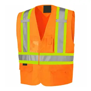 Vest Silver Matte Shiny Traffic Safe Vest Running Construction safety west with Pocket