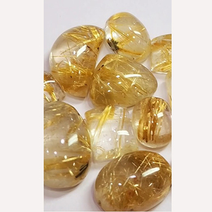 <b>11</b> Pcs Natural Golden Clear Rutile Quartz 18mm 30mm Oval Octagon Cabochon 327 Cts Lot Iroc Sales Loose Gemstones US$99 - Product Image 2