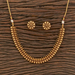 Ensemble de collier classique en or uni antique avec placage à l'or mat 217327 ensemble de bijoux pour femmes filles - Product Image 1