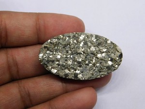 100% ธรรมชาติหายากพบ Pyrite Druzy อัญมณีหลวมสําหรับทําเครื่องประดับคุณภาพสูงธรรมชาติ Pyrite Druzy Cabochons ขายส่ง - Product Image 2