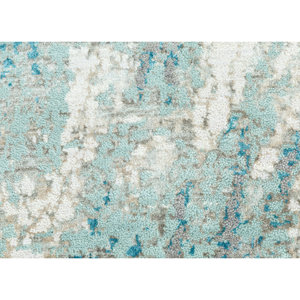 Tapis Tattvam noué à la main en laine et soie de bambou, motif abstrait bleu Srb(9001) pour usage domestique - Product Image 3