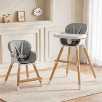 Chaise haute multifonctionnelle en bois et plastique portable pour bébé, chaise haute de luxe pour l'alimentation du bébé