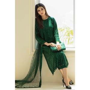 Sheer Embroidered <b>Net</b> <b>Fabric</b> with Sequins SF-386 - Product Image 2