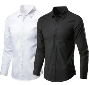 ชุดเดรสสีดำสีขาวสำหรับผู้ชายเสื้อเชิ้ตยี่ห้อสำหรับนักธุรกิจผ้าโพลีเอสเตอร์ - Product Image 1