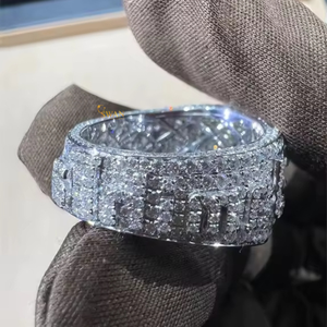 <b>Gold</b> Moissanite Hip Hop Iced Out Wedding Band <b>Ring</b> with Pave Setting <b>for</b> <b>Men</b> Women Party Engagement or Anniversary Gift - Product Image 6
