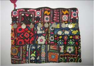 Handmade Cotton Women's Banjara Tribal Embroidery Sling Bag Vintage Mirror Work Zipper Closure Portable Ethnic <b>Clutch</b> Fashion - Product Image 3