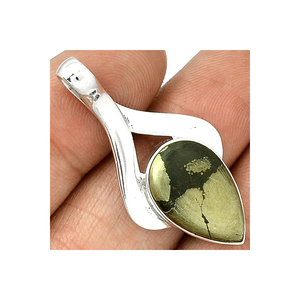 Impresionante Plata de Ley 925, colgante hecho a mano de pirita de plata auténtica, joyería fina, OEM y ODM, venta al por mayor, ajuste de bisel, piedra natal - Product Image 1