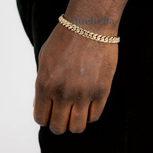18K Solid Real Gold 8mm 925 Sterling Silver Cuban Link Chain Bracelet Men's Fine Jewelry Iced Hip Hop Style Moissanite Bracelete - Product Image 1