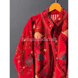 Velvet Floral Embroidery <b>Jacket</b> Coat Unisex Cotton Lining Winter Coat Boho <b>Hippie</b> Short Coat Women's Casual <b>Jacket</b> Coat - Product Image 2