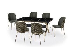 ชุดรับประทานอาหารโลหะหรูหราแบบยืดได้สำหรับใช้ในบ้านโรงแรมสไตล์โมเดิร์นโมเดิร์นโมเดิร์นแบบเหล็ก MDF คุณสมบัติปรับได้ห้องรับประทานอาหารห้องครัววิลล่า - Product Image 6