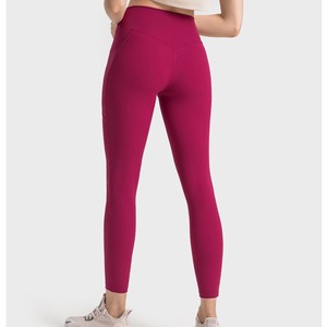 Leggings de yoga filetés taille élastique hanche ascenseur pantalons de yoga poche ventre collants course à séchage rapide pantalons de fitness pour les femmes - Product Image 6