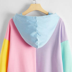 เสื้อฮู้ดแบบสวมหัวสำหรับผู้หญิงเสื้อมีฮู้ดสีบล็อกหยดน้ำสำหรับผู้หญิงเสื้อมีฮู้ดสีทึบ - Product Image 4