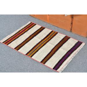 Alfombra Turca Pequeña de 1.7x2.5 pies, Alfombra Vintage Blanca con Diseño Ombré - Product Image 3