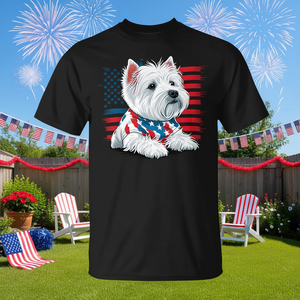 Camiseta con bandera americana de West Highland Terrier, diseño patriótico de perro del 4 de julio - Product Image 3
