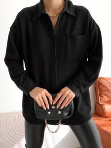 Vestido camisero verde con botones de gran tamaño de alta calidad para mujer, ropa tejida informal de manga larga para verano - Product Image 5