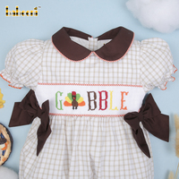 Babeeni Turkey Hand Smocked Baby Girls Autumn Bubble ODM 100% Organic Cotton OEKO-TEX Certified Snap Button Print Puff Sleeve