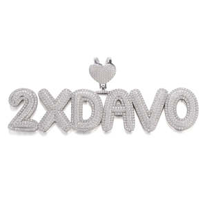 Collar con Colgante de Letra Personalizado, Chapado en Rodio, Moissanita de Corte Brillante, Plata 925, Engaste Pavé, Estilo Hiphop, Joyería Unisex con Cadena de Cuerda - Product Image 1