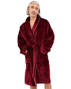 open lace back dress Men Full Length Dressing Gown,Warm Robes Fleece Soft Towelling Bathrobe  Fluffy Long Housecoat for Winter,Red,XL at Amazon Men's Clothing store