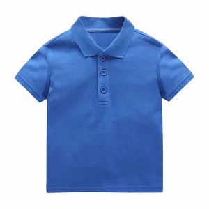 Polos para niños con botones de manga corta de algodón de color sólido - Product Image 5