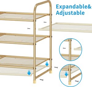 Metal Shoe Rack Adjustable Shoe <b>Shelf</b> Storage Organizer <b>with</b> Versatile <b>Hooks</b> Stackable Boot & Shoe Rack Storage Furniture - Product Image 4