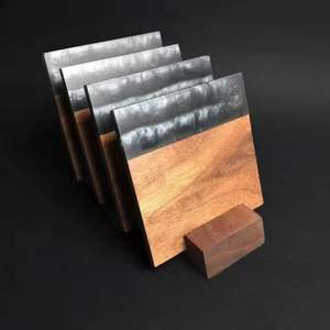 Modern Elegant Epoxy <b>Coaster</b> <b>Set</b> <b>with</b> <b>Holder</b> Resin <b>Coasters</b> for Office or Bachelor Pad - Product Image 3