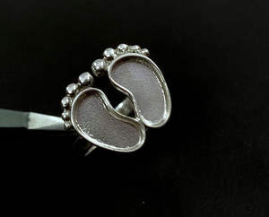 Bague pour femme en argent sterling 925 massif, base de bézel vierge avec empreinte de patte de bébé, plaquée or 14 carats, bijoux écologiques sans plomb ni nickel - Product Image 3