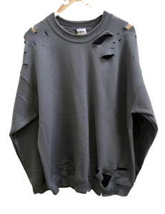 Suministro directo de fábrica Sudaderas de cuello redondo de algodón 100% para hombre Diseño de diamantes de imitación desgastados para las estaciones de invierno Sudadera personalizada - Product Image 2