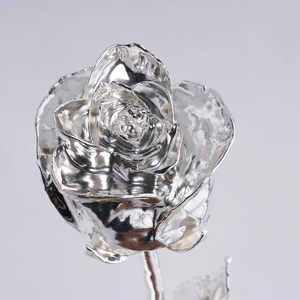 Handmade Premium Silver Rose Flower <b>Ornament</b> for Premium Decor & Keepsake for Father's Day & Halloween - Product Image 1