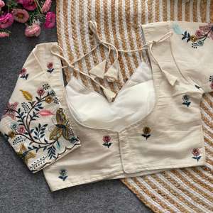 Evergreen Design Pur Khadi Coton Avec Broderie Travail Blouse Fabricant Et Fournisseur De Surat Au Taux Le Plus Bas - Product Image 2