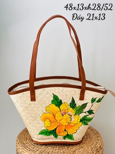 Bolso de mano de cuero con correas ecológicas hecho a mano con patrones decorativos florales únicos, nuevo modelo elegante, dos cierres de cremallera - Product Image 5