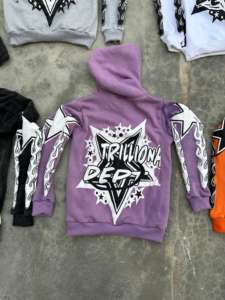 Vente en gros de sweat à capuche pour homme en coton épais de qualité, impression bouffante, pulls à capuche de luxe, impression surdimensionnée personnalisée, hiver solide - Product Image 2