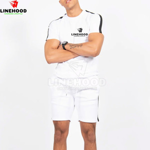 ชุดเสื้อยืดกางเกงขาสั้นแฟชั่นสีพื้นสำหรับผู้ชายชุดกางเกงขาสั้นระบายอากาศได้ดีสำหรับผู้ใหญ่ฤดูร้อน - Product Image 2