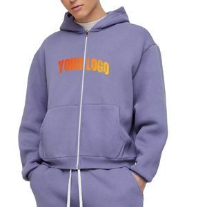 Nueva Sudadera con Capucha y Cremallera para Hombre, con Logos Impresos Personalizados, 100% Algodón, Estilo Urbano Digital, Talla Grande, Color Sólido - Product Image 1