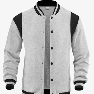 Blouson universitaire personnalisé gris et noir pour homme, en coton brodé, style baseball, uniforme universitaire, streetwear, vêtement d'extérieur, OEM ODM, vente en gros - Product Image 1