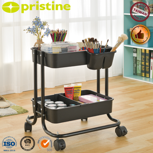 รถเข็นเครื่องมืออเนกประสงค์แบบใหม่ให้บริการโลหะแข็งแรง2ชั้น OEM ที่เก็บของในบ้านแบบ DIY ส่งของแบบ4ล้อจากผู้ผลิตไต้หวัน - Product Image 3