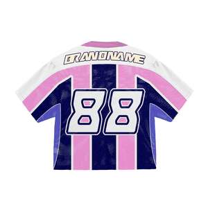 100% Polyester haute qualité grande taille épaule tombante Sublimation maille tissu col en V Baseball Jersey t-shirts pour hommes - Product Image 4