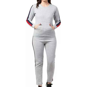 Women's Custom Logo 2-Piece Heavyweight Fitness Jogger Track Suits Solid Pattern Ladies Full Customization Tracksuit - Product Image 3
