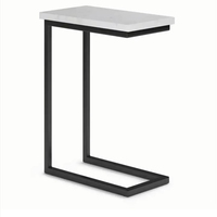 Table contemporaine en fer noir en forme de C, écologique, plateau en métal, artisanale, pour salon, table d'appoint, mobilier moderne pour la maison, décorative
