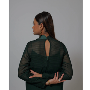 Vestido de Noche Largo Verde Oscuro Premium para Mujer, Manga Larga, Formal, Maxi Vestido al Mejor Precio - Product Image 4