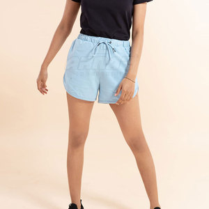 Pantalones cortos de mezcla de algodón para mujer con cintura con cordón y pantalones cortos informales cómodos de estilo veraniego relajado para mujer - Product Image 6