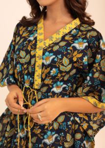 ชุดเดรส Maxi แขนสั้นผ้าพิมพ์ลายดอกไม้แขนสั้นชุดคาฟตันงานแฮนด์เมดสำหรับผู้หญิงชุดเดรสลำลองฤดูร้อน - Product Image 4